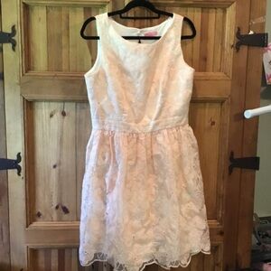 Minuet Petite Light Pink Lace Party Dress